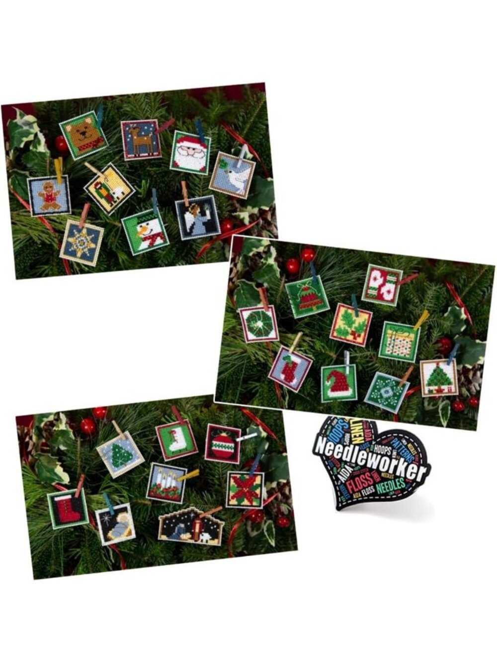 Beaded Cross Stitch Kit Set of 3 - Advent Trilogy with 26 Mini Ornaments